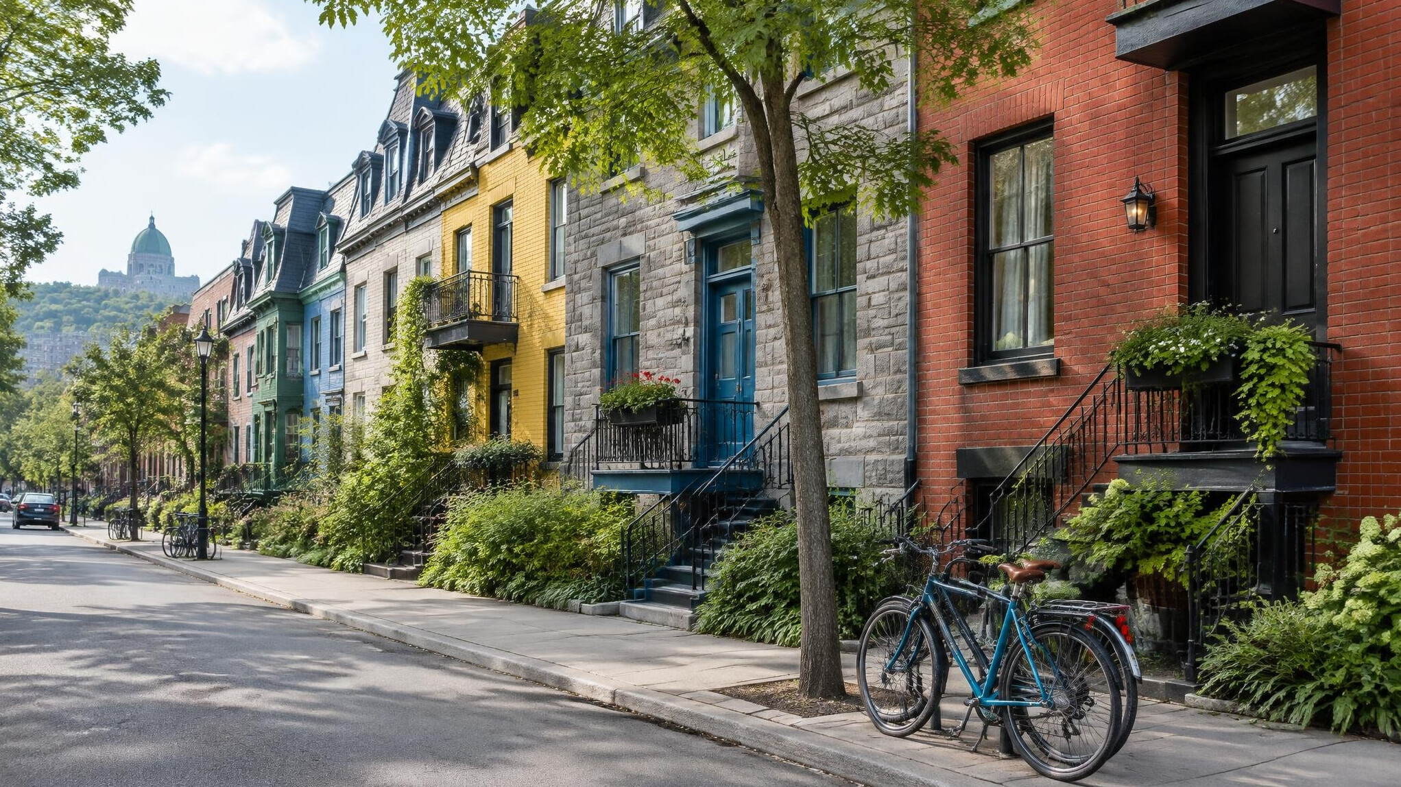 Row houses in a Canadian neighborhood